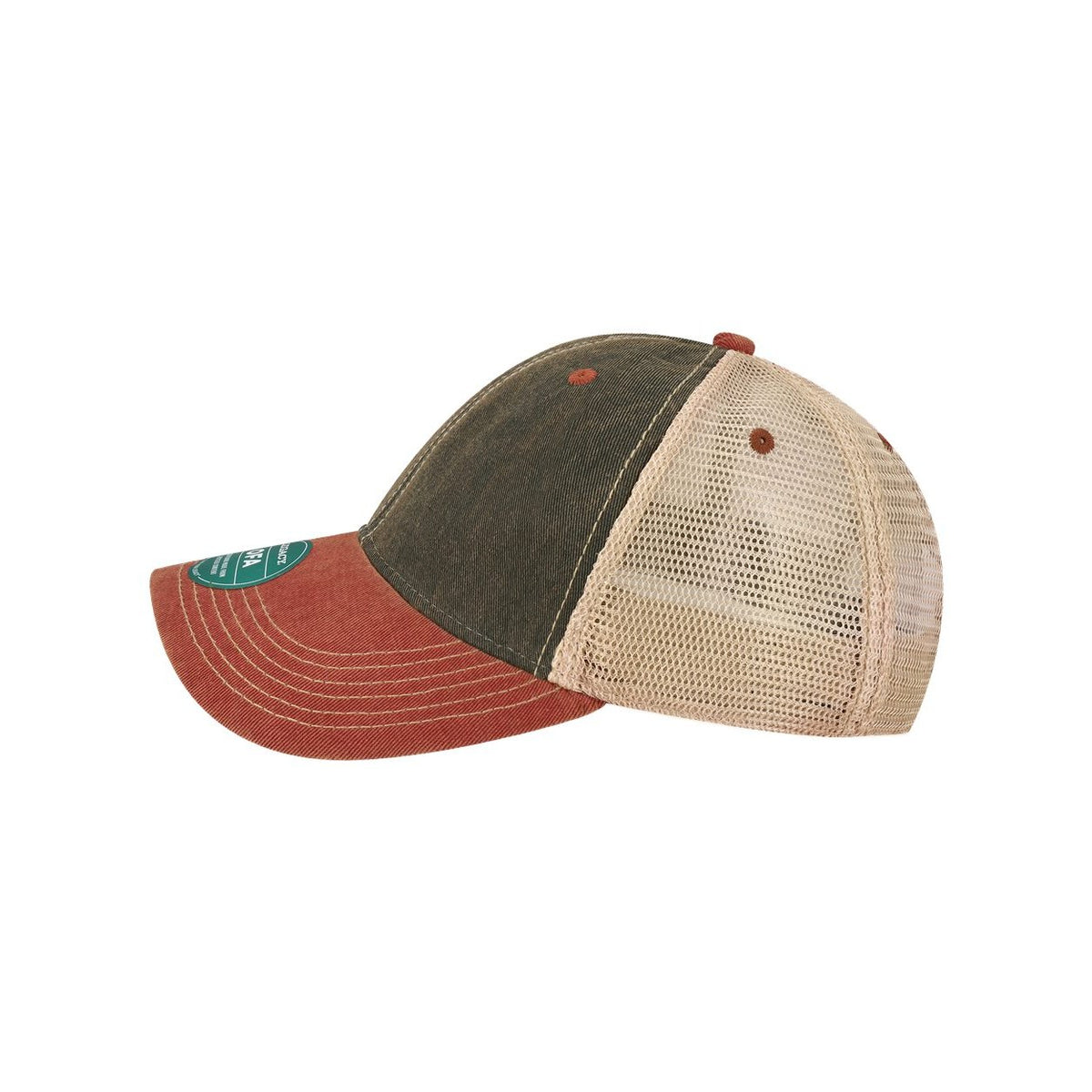 LEGACY Old Favorite Trucker Cap Embroidery - Black/ Cardinal/ Khaki - Direct Side