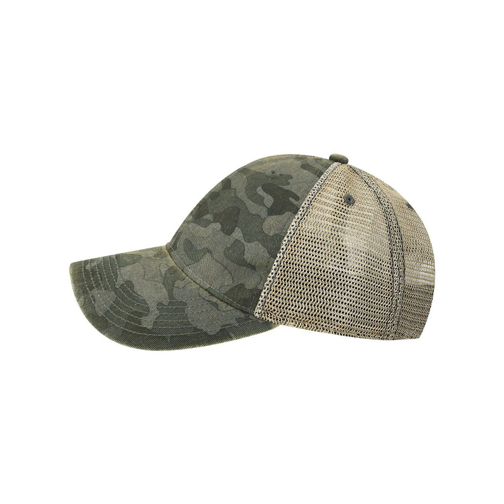 LEGACY Old Favorite Trucker Cap Embroidery - Black Field Camo/ Java - Direct Side