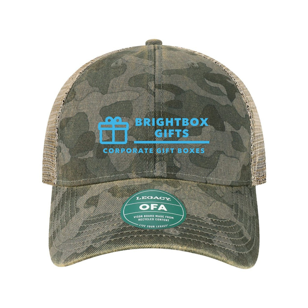 LEGACY Old Favorite Trucker Cap Embroidery - Black Field Camo/ Java - Front