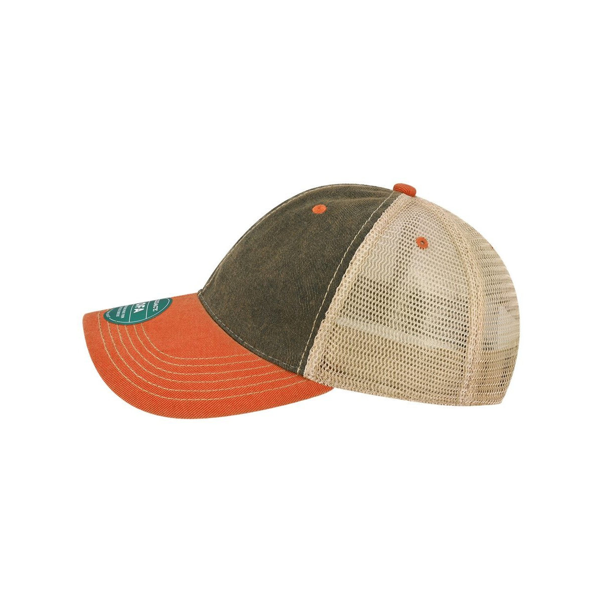 LEGACY Old Favorite Trucker Cap Embroidery - Black/ Orange/ Khaki - Direct Side