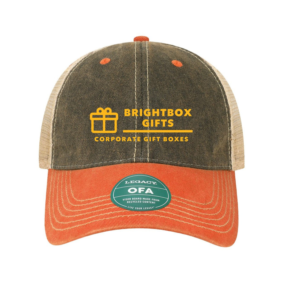 LEGACY Old Favorite Trucker Cap Embroidery - Black/ Orange/ Khaki - Front
