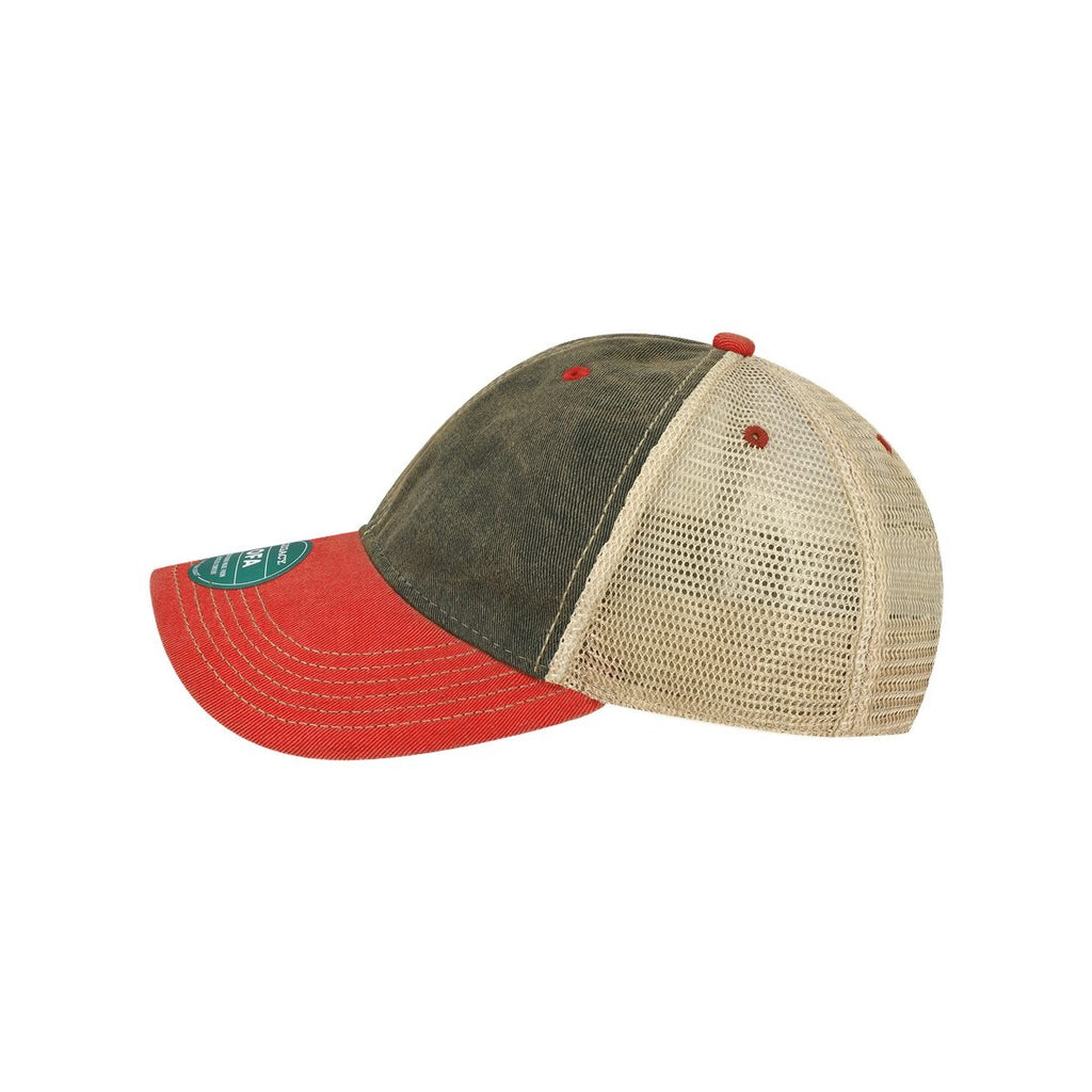 LEGACY Old Favorite Trucker Cap Embroidery - Black/ Scarlet Red/ Khaki - Direct Side