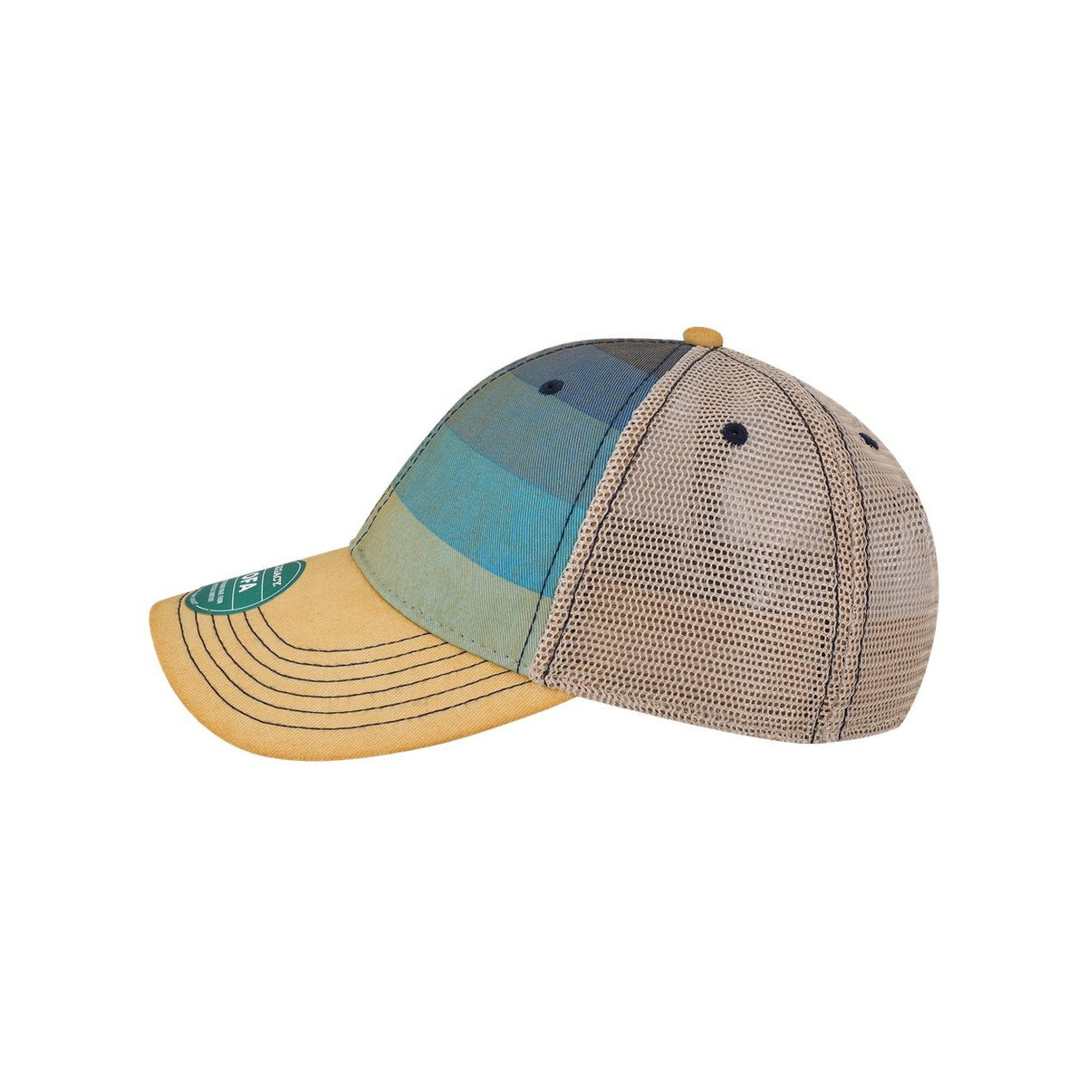 LEGACY Old Favorite Trucker Cap Embroidery - Blue Stripe/ Khaki - Direct Side