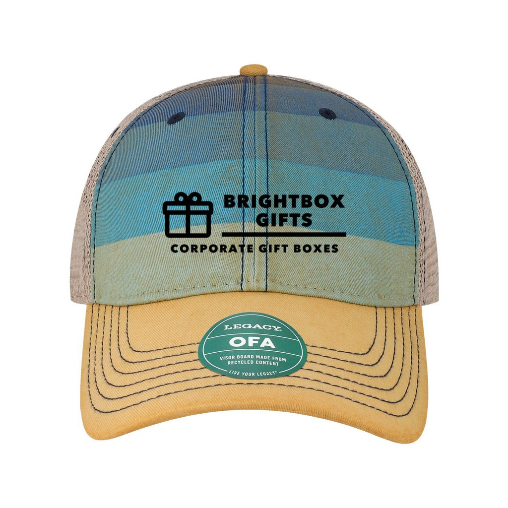 LEGACY Old Favorite Trucker Cap Embroidery - Blue Stripe/ Khaki - Front