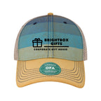 LEGACY Old Favorite Trucker Cap Embroidery - Blue Stripe/ Khaki - Front