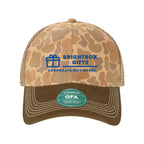 LEGACY Old Favorite Trucker Cap Embroidery - Camel Duck Camo/ Java - Front