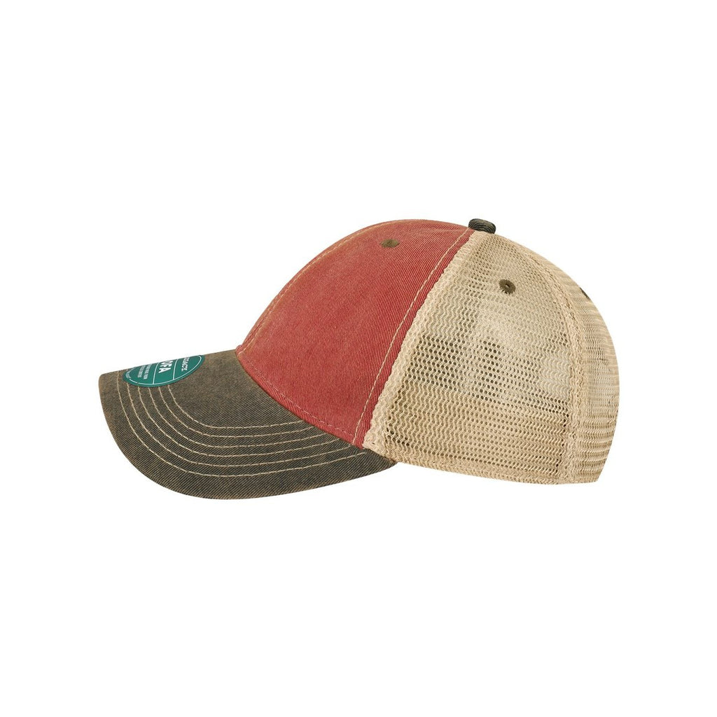 LEGACY Old Favorite Trucker Cap Embroidery - Cardinal/ Black/ Khaki - Direct Side