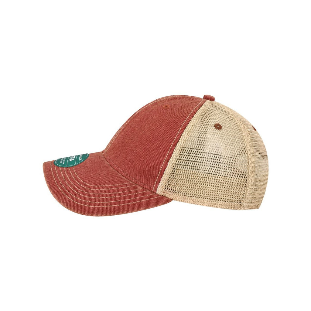 LEGACY Old Favorite Trucker Cap Embroidery - Cardinal/ Khaki - Direct Side