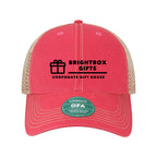 LEGACY Old Favorite Trucker Cap Embroidery - Dark Pink/ Khaki - Front