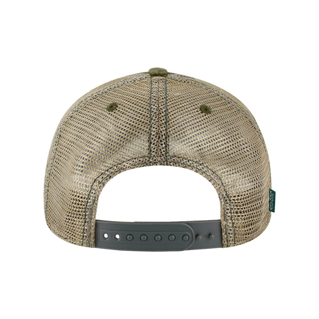 LEGACY Old Favorite Trucker Cap Embroidery - Green Field Camo/ Java - Back