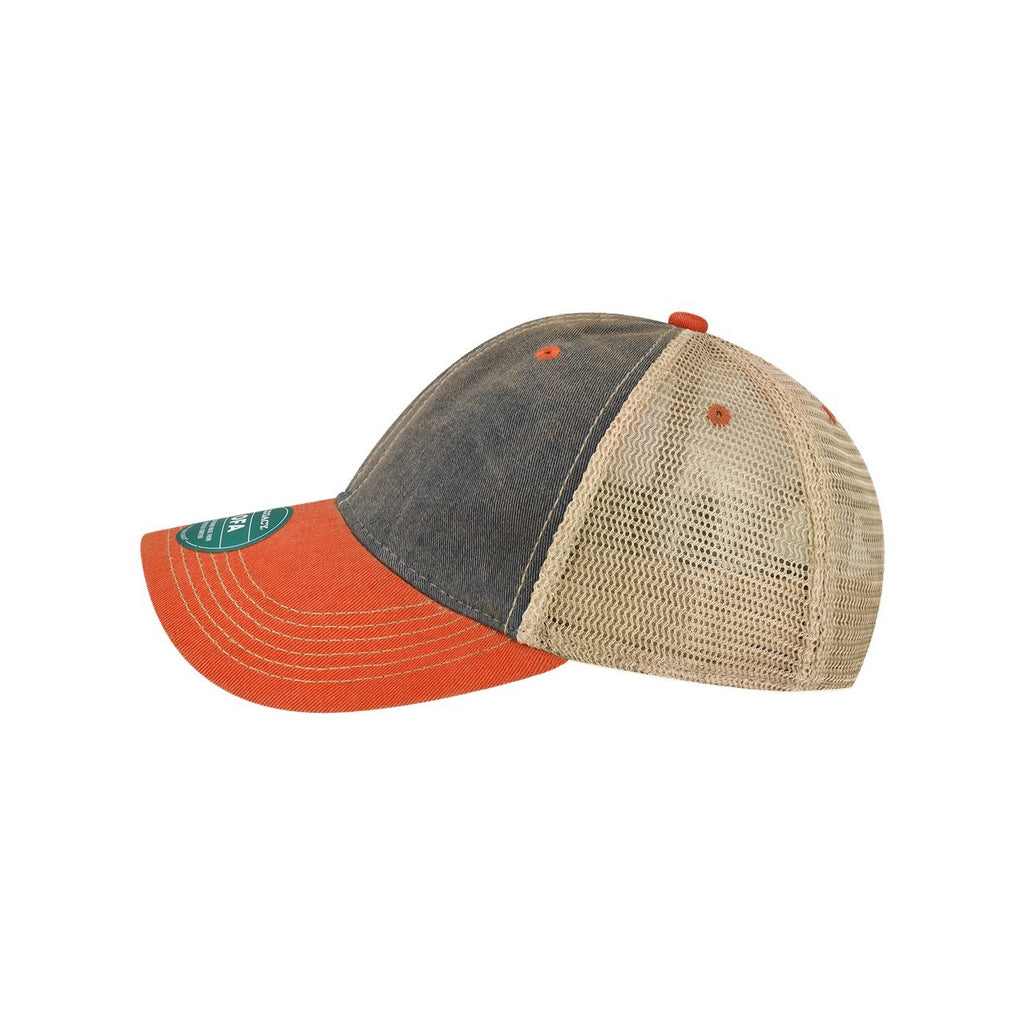 LEGACY Old Favorite Trucker Cap Embroidery - Navy/ Orange/ Khaki - Direct Side