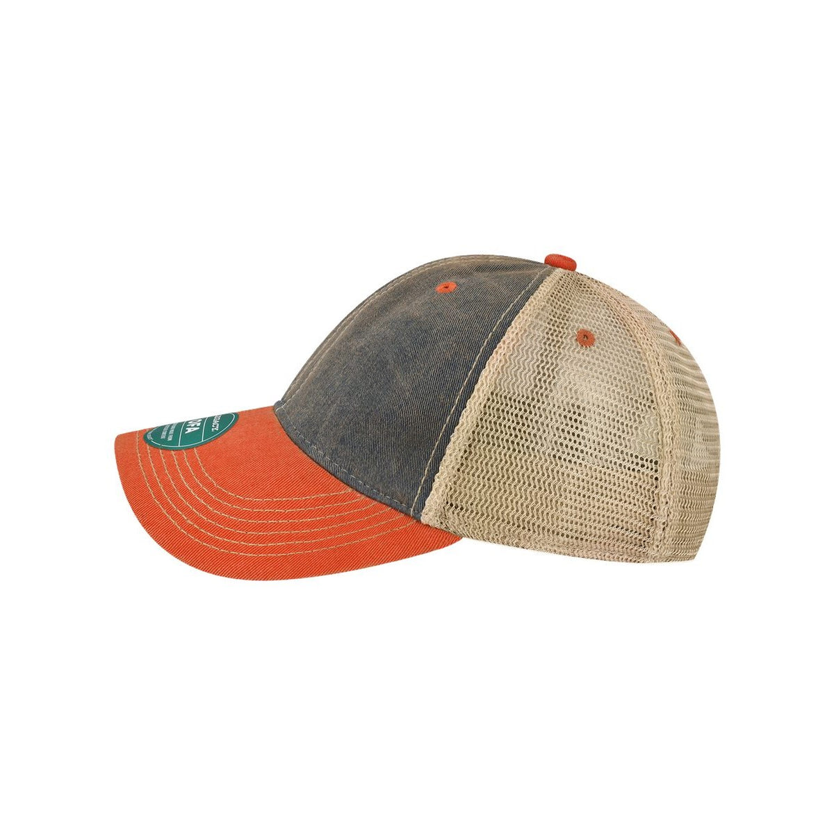 LEGACY Old Favorite Trucker Cap Embroidery - Navy/ Orange/ Khaki - Direct Side