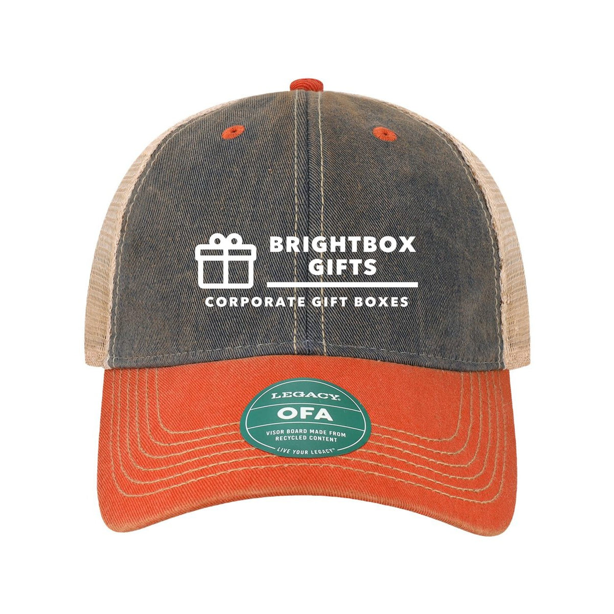 LEGACY Old Favorite Trucker Cap Embroidery - Navy/ Orange/ Khaki - Front