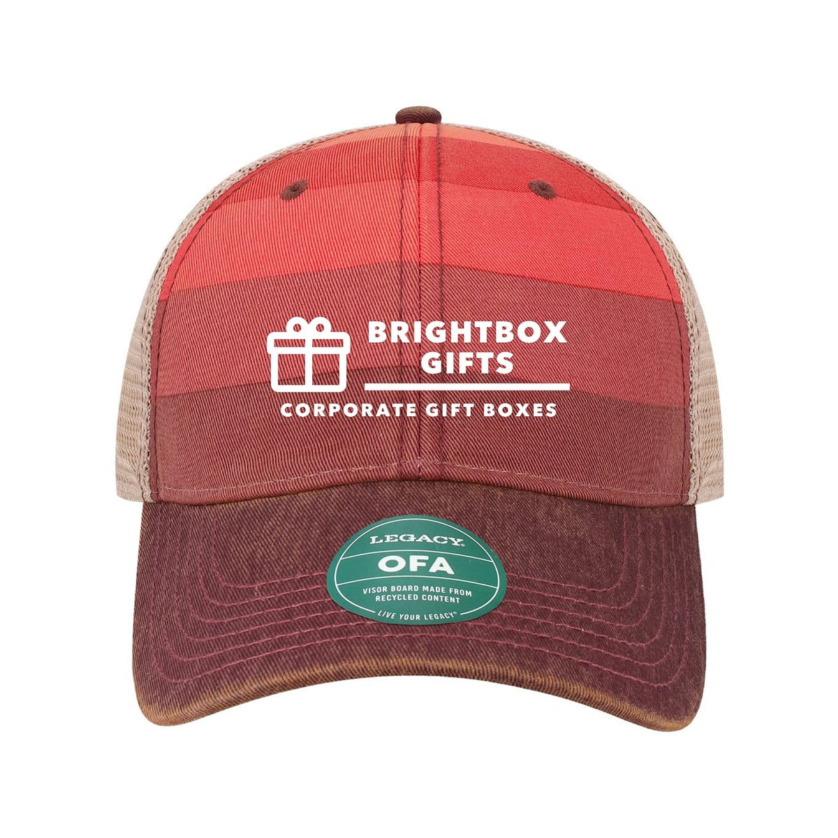 LEGACY Old Favorite Trucker Cap Embroidery - Red Stripe/ Khaki - Front