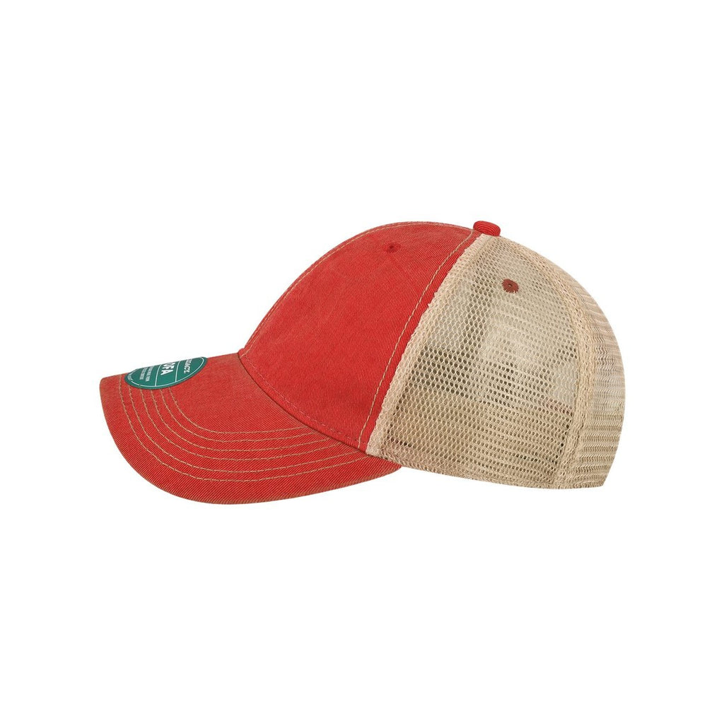 LEGACY Old Favorite Trucker Cap Embroidery - Scarlet Red/ Khaki - Direct Side
