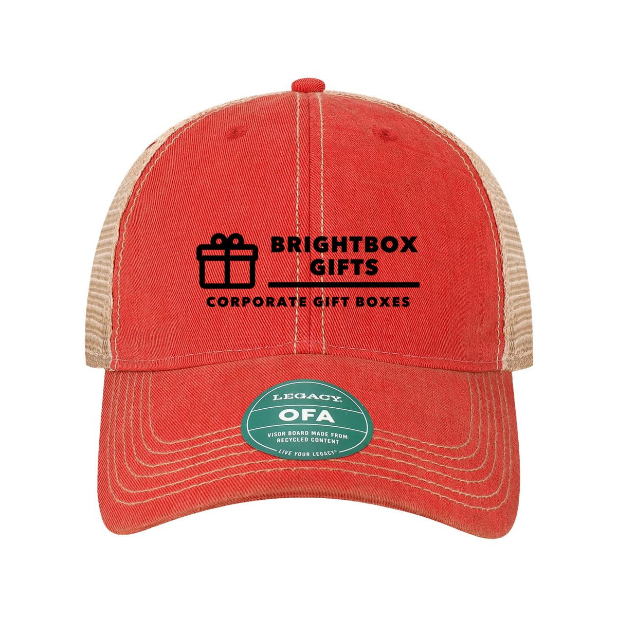 LEGACY Old Favorite Trucker Cap Embroidery - Scarlet Red/ Khaki - Front