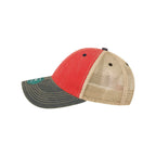 LEGACY Old Favorite Trucker Cap Embroidery - Scarlet Red/ Navy/ Khaki - Direct Side