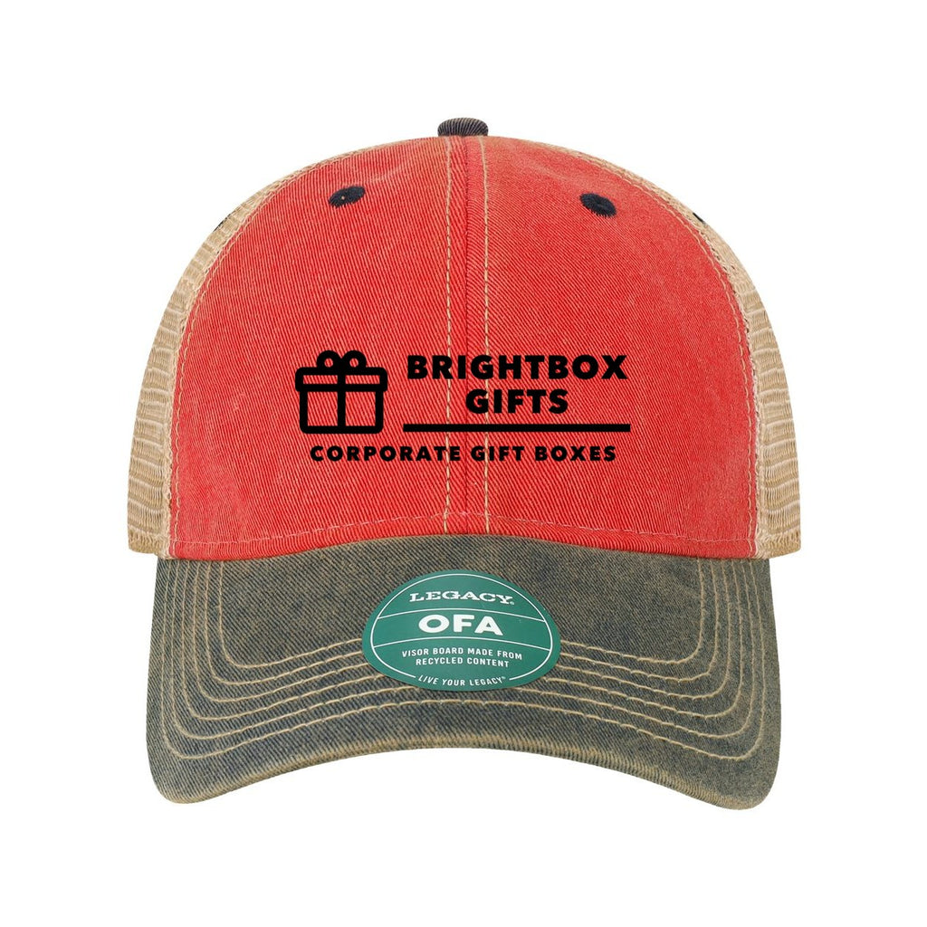 LEGACY Old Favorite Trucker Cap Embroidery - Scarlet Red/ Navy/ Khaki - Front