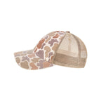LEGACY Old Favorite Trucker Cap Embroidery - Stone Duck Camo/ Java - Direct Side