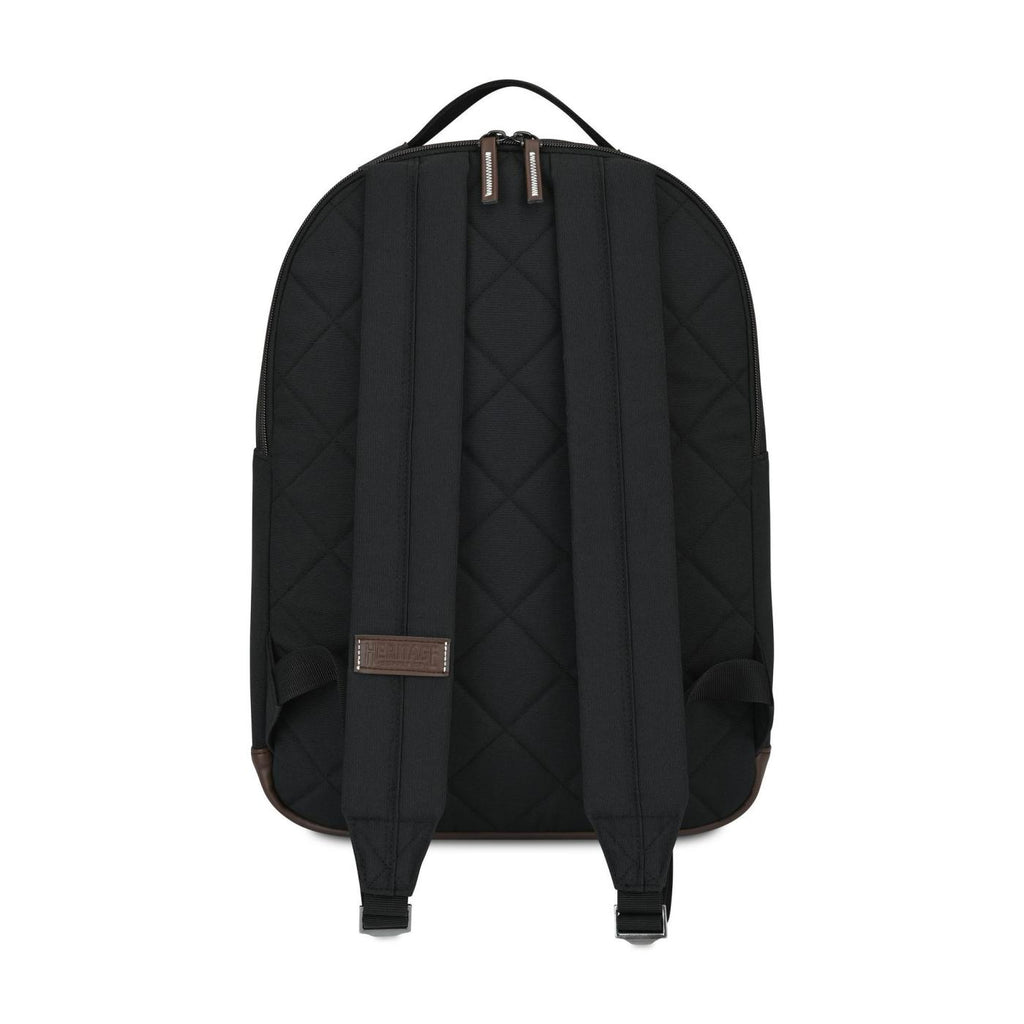 Legacy Recycled Laptop Backpack with Vegan Leather Patch Transfer - Black - View 3