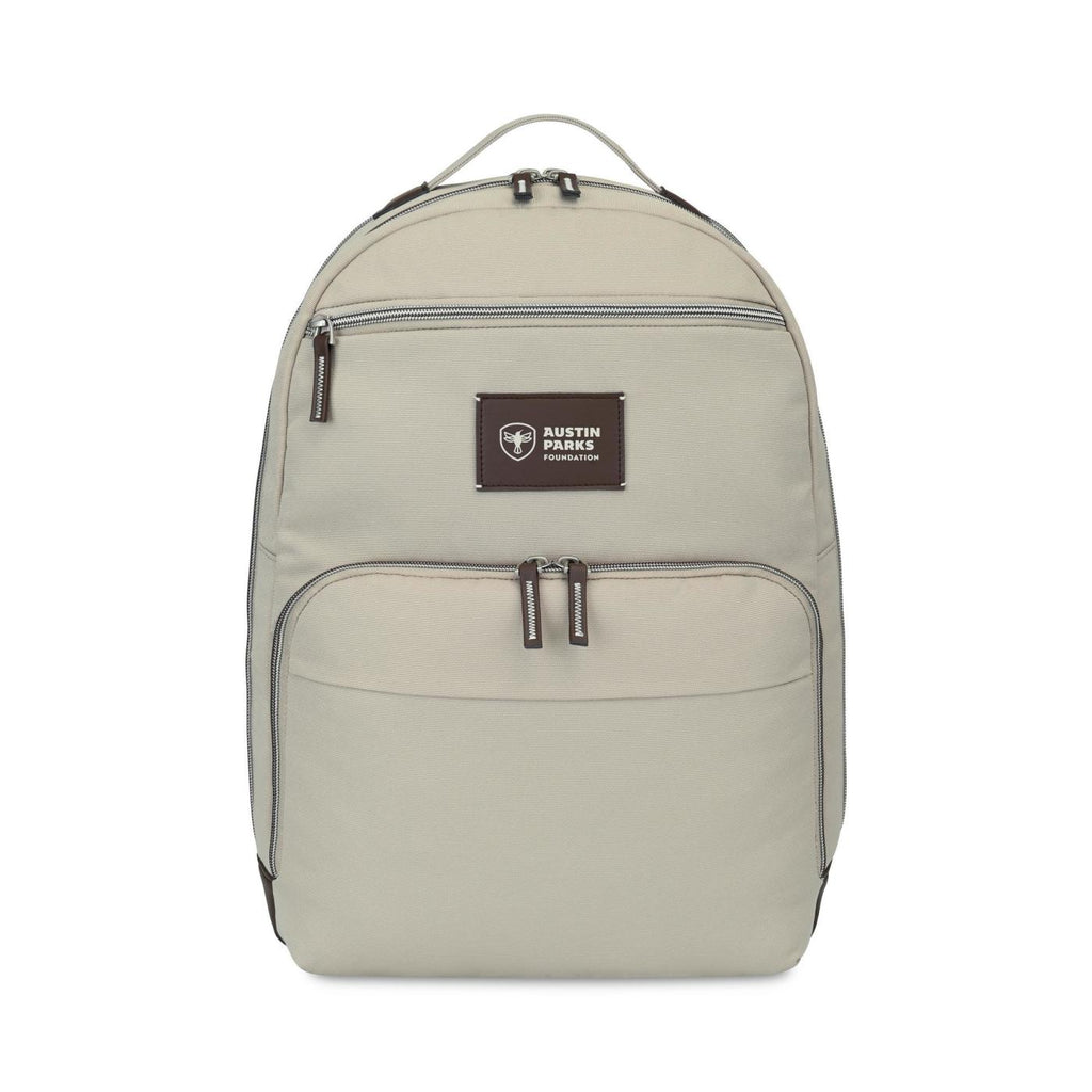 Legacy Recycled Laptop Backpack with Vegan Leather Patch Transfer - Trench Coat - View 1