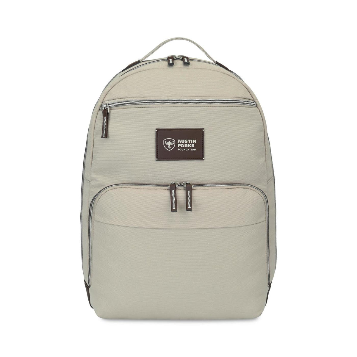 Legacy Recycled Laptop Backpack with Vegan Leather Patch Transfer - Trench Coat - View 1