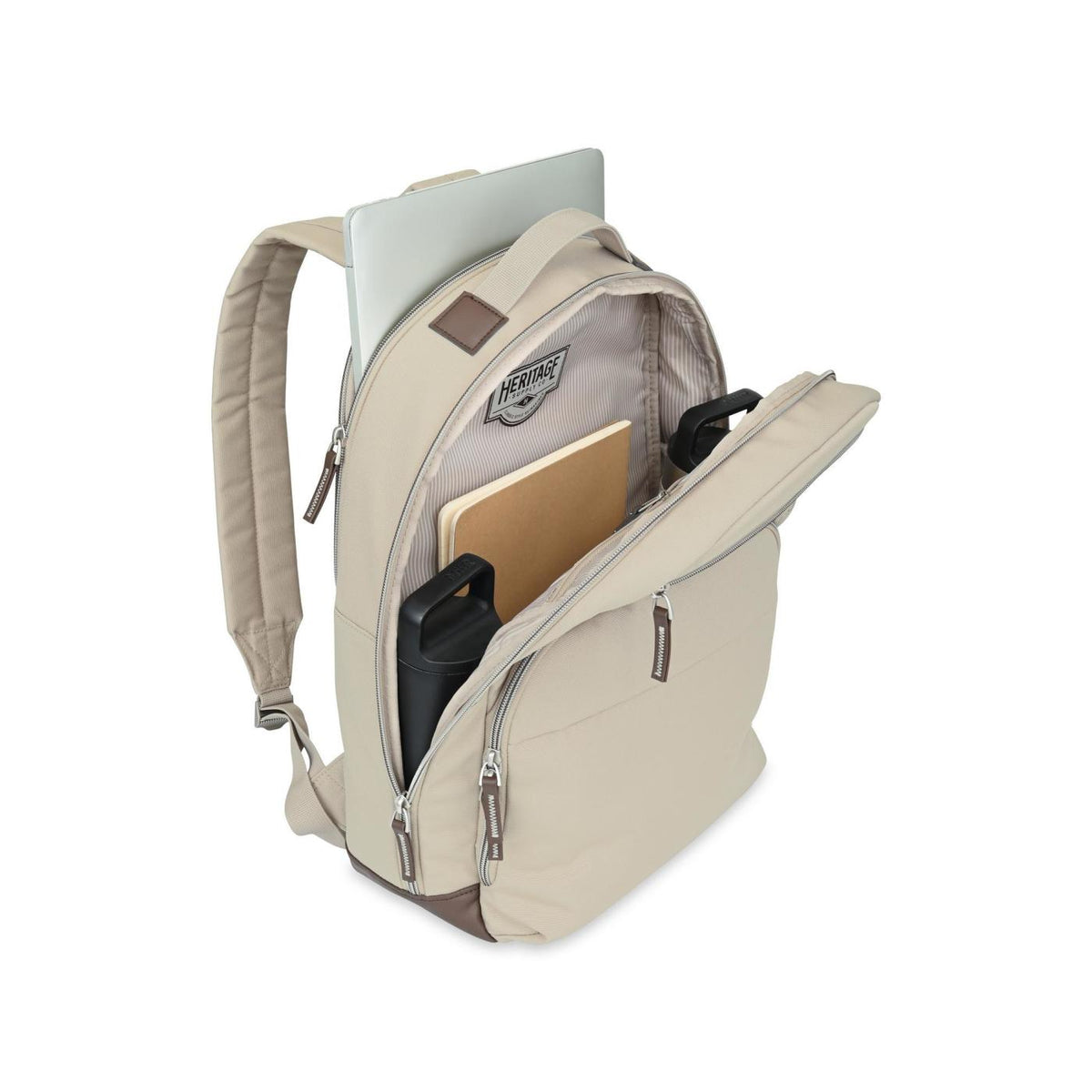 Legacy Recycled Laptop Backpack with Vegan Leather Patch Transfer - Trench Coat - View 3