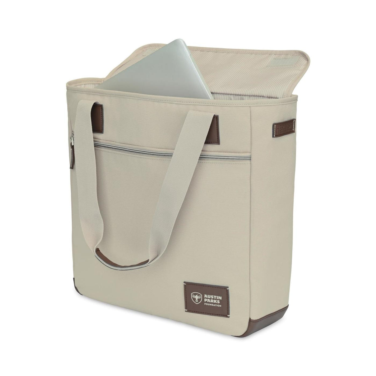 Legacy Recycled Zip Top Laptop Tote - Trench Coat - View 3