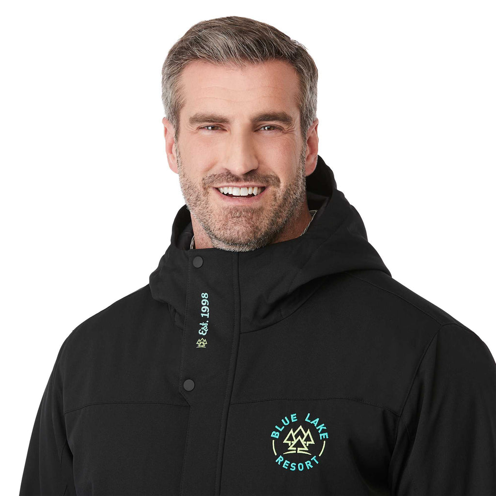 Lena Recycled Insulated Jacket with Hood for Men Debossing - Black - On Model Detail