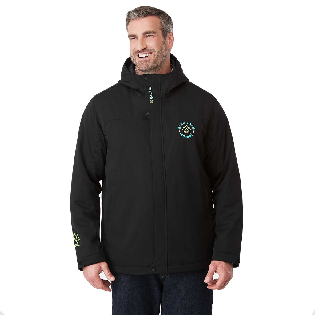 Lena Recycled Insulated Jacket with Hood for Men Debossing - Black - On Model Front