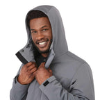 Lena Recycled Insulated Jacket with Hood for Men Debossing - Steel Grey - On Model Detail