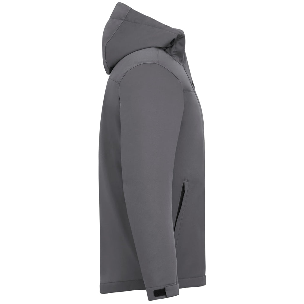 Lena Recycled Insulated Jacket with Hood for Men Debossing - Steel Grey - Right Side