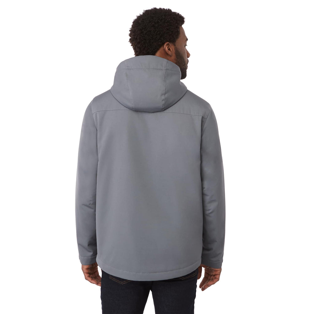 Lena Recycled Insulated Jacket with Hood for Men Embroidery - Steel Grey - On Model Back