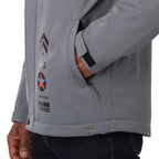 Lena Recycled Insulated Jacket with Hood for Men Transfer - Steel Grey - On Model Detail 4
