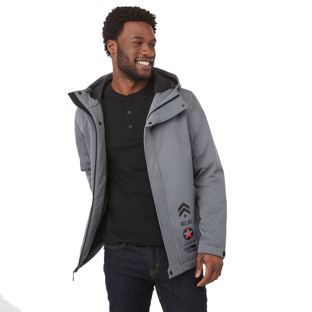 Lena Recycled Insulated Jacket with Hood for Men Transfer - Steel Grey - On Model Front 2