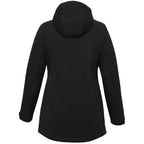 Lena Recycled Insulated Jacket with Hood for Women Debossing - Black - Back