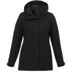 Lena Recycled Insulated Jacket with Hood for Women Debossing - Black - Front 2