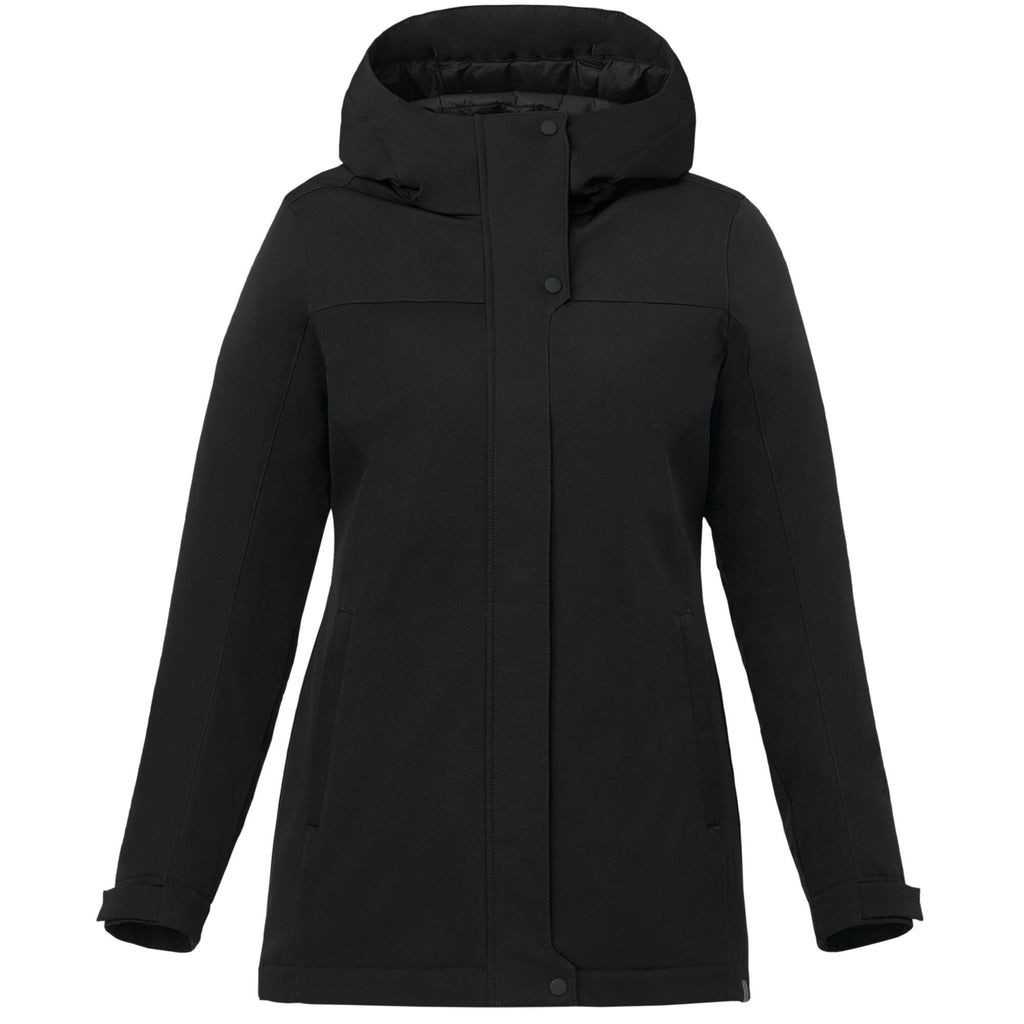 Lena Recycled Insulated Jacket with Hood for Women Debossing - Black - Front