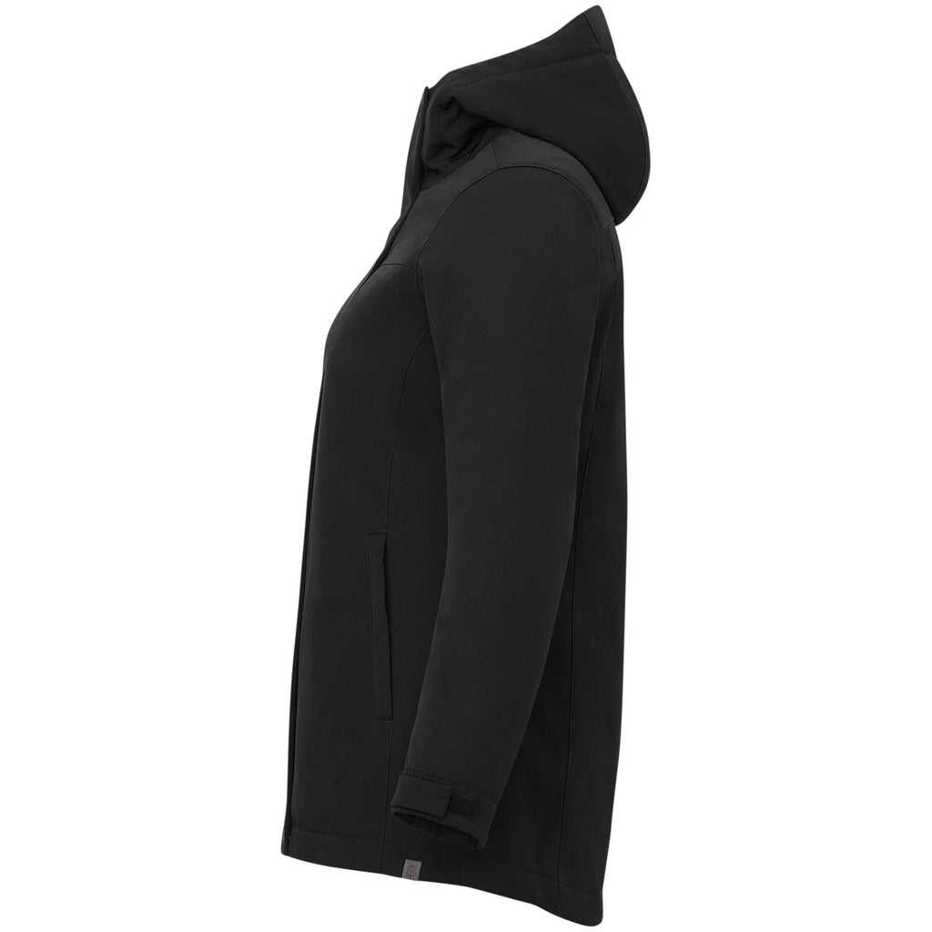 Lena Recycled Insulated Jacket with Hood for Women Debossing - Black - Left Side