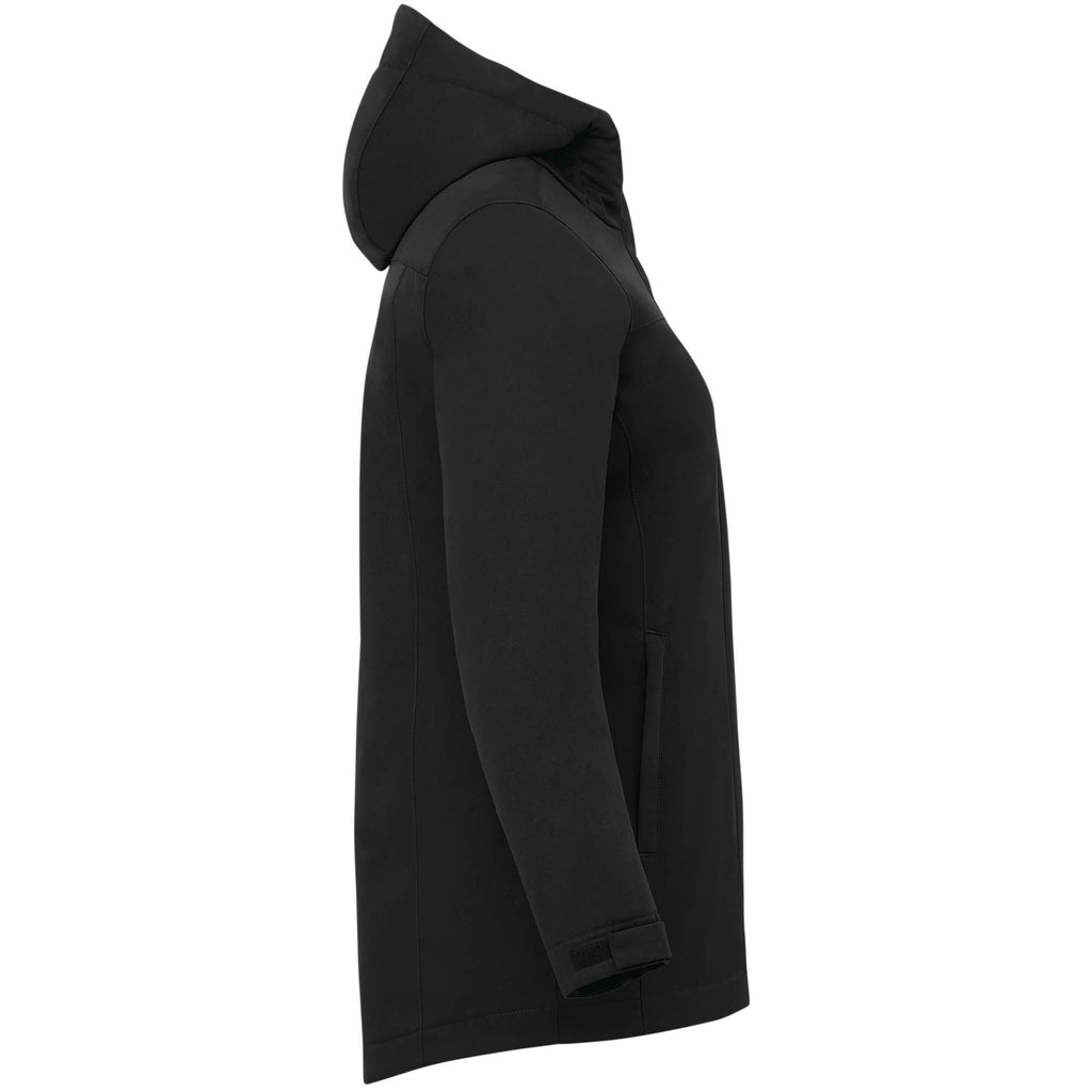 Lena Recycled Insulated Jacket with Hood for Women Debossing - Black - Right Side