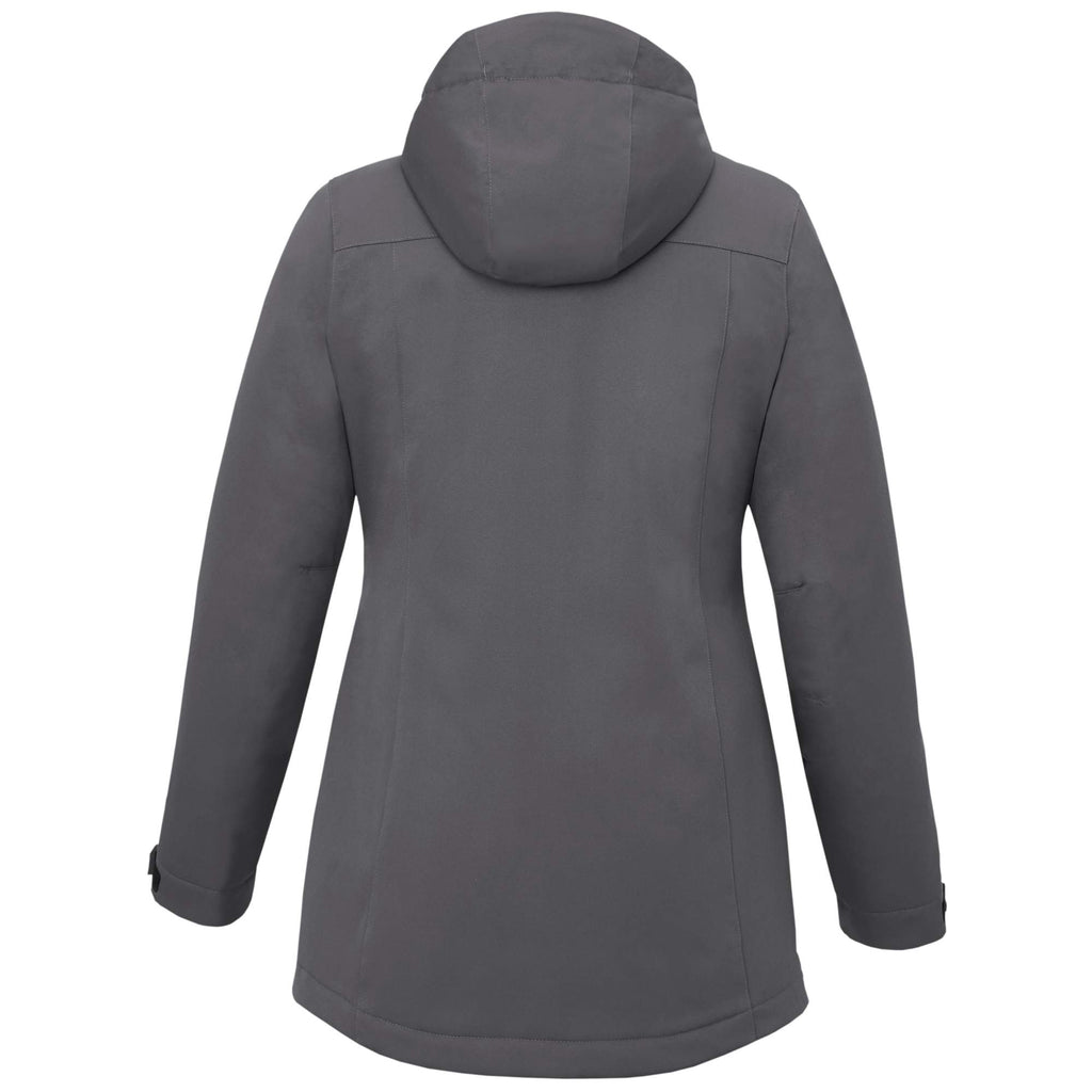 Lena Recycled Insulated Jacket with Hood for Women Debossing - Steel Grey - Back