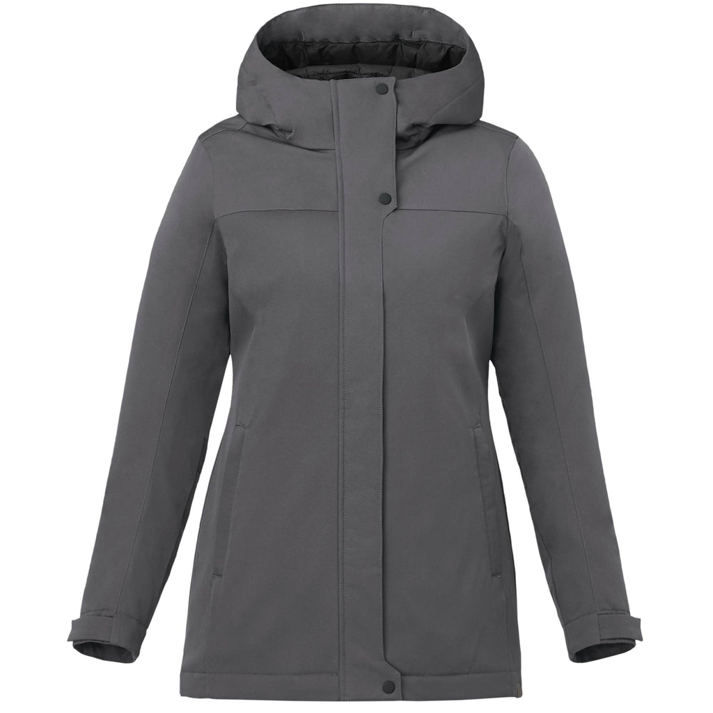 Lena Recycled Insulated Jacket with Hood for Women Debossing - Steel Grey - Front 2