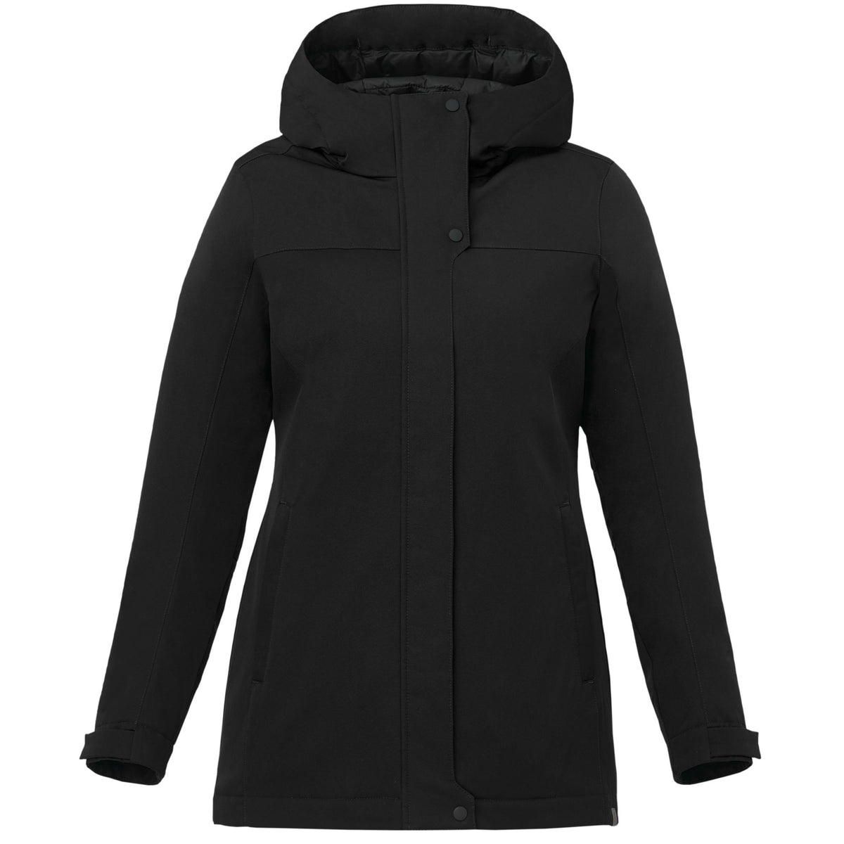 Lena Recycled Insulated Jacket with Hood for Women Embroidery - Black - Front