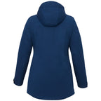 Lena Recycled Insulated Jacket with Hood for Women Embroidery - River Blue - Back