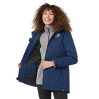 Lena Recycled Insulated Jacket with Hood for Women Transfer - River Blue - On Model Front 2