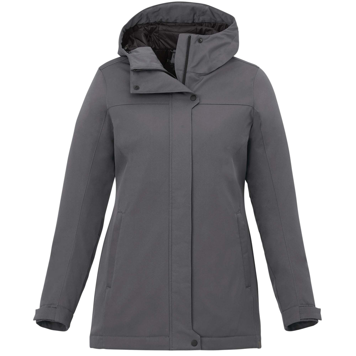 Lena Recycled Insulated Jacket with Hood for Women Transfer - Steel Grey - Front