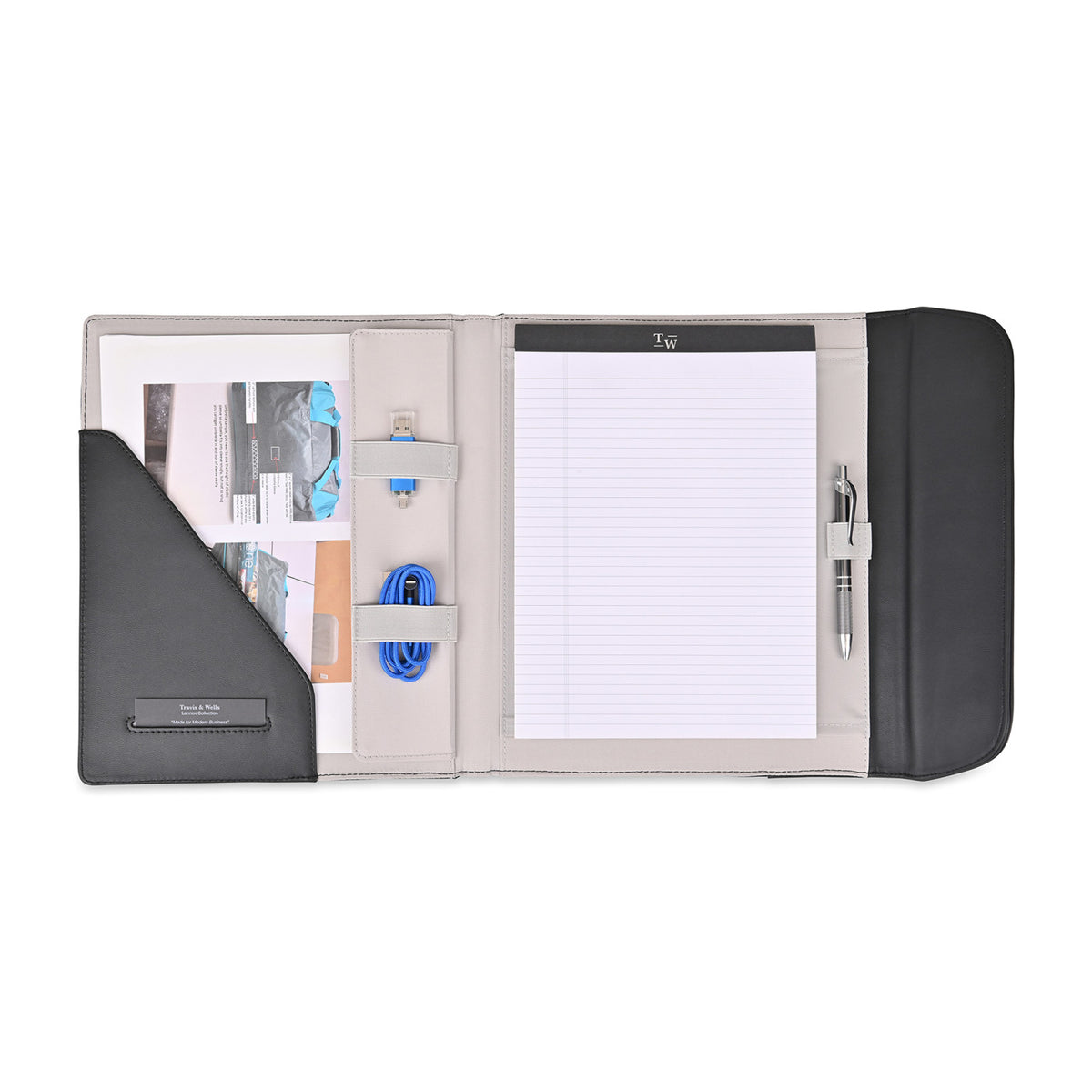 Lennox Padfolio in Recycled Nylon - Black - View 2