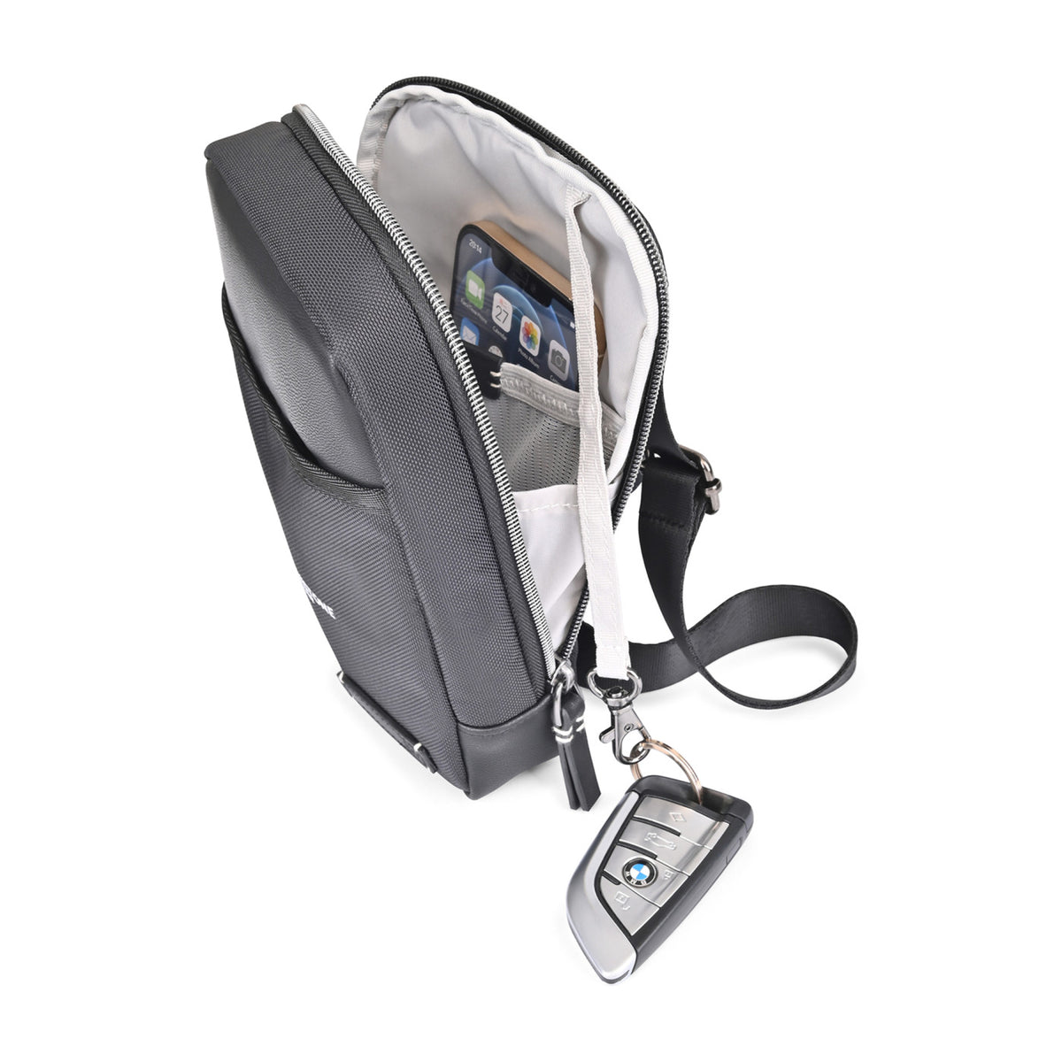 Lennox Recycled Nylon Crossbody Bag - Black - View 2