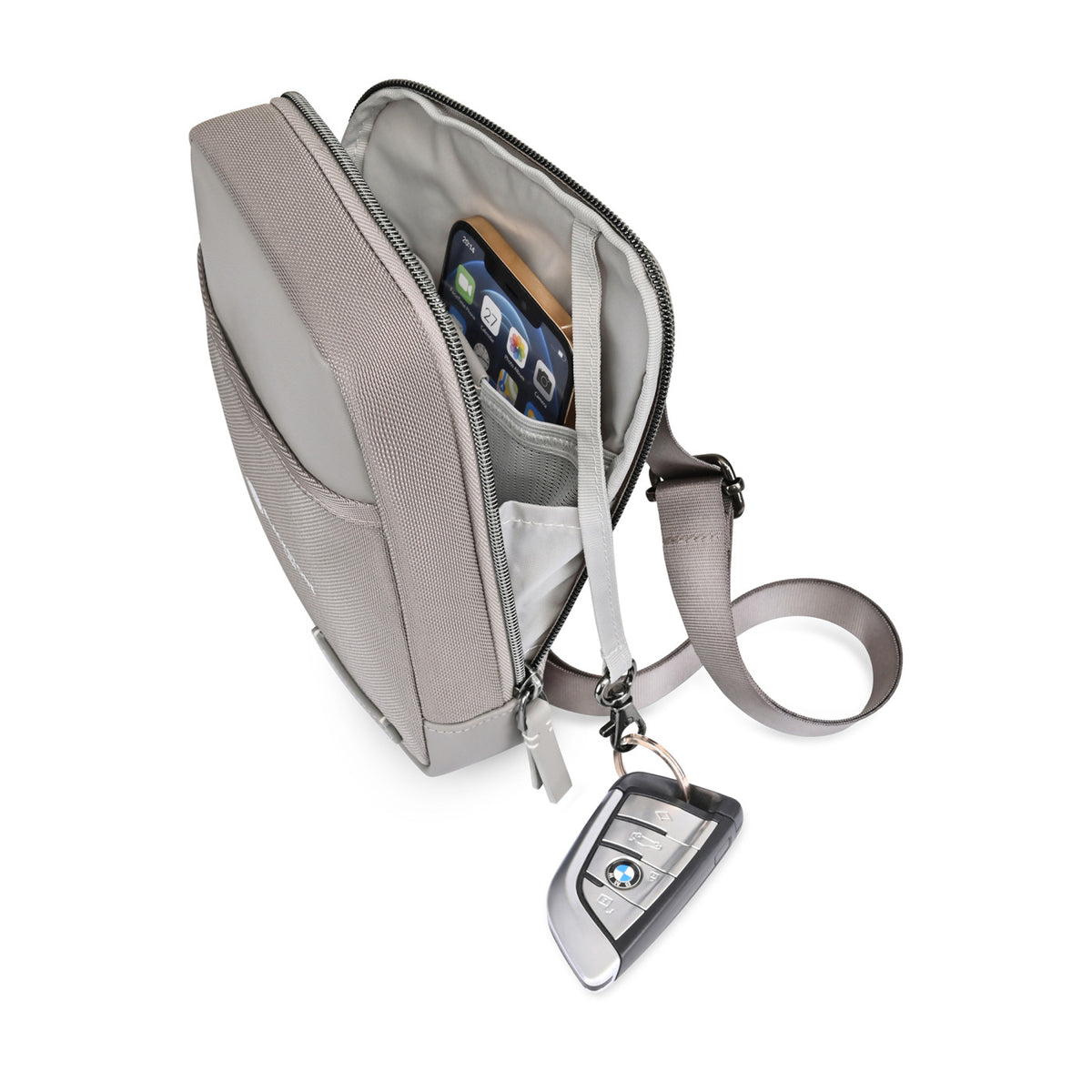 Lennox Recycled Nylon Crossbody Bag - Taupe - View 3