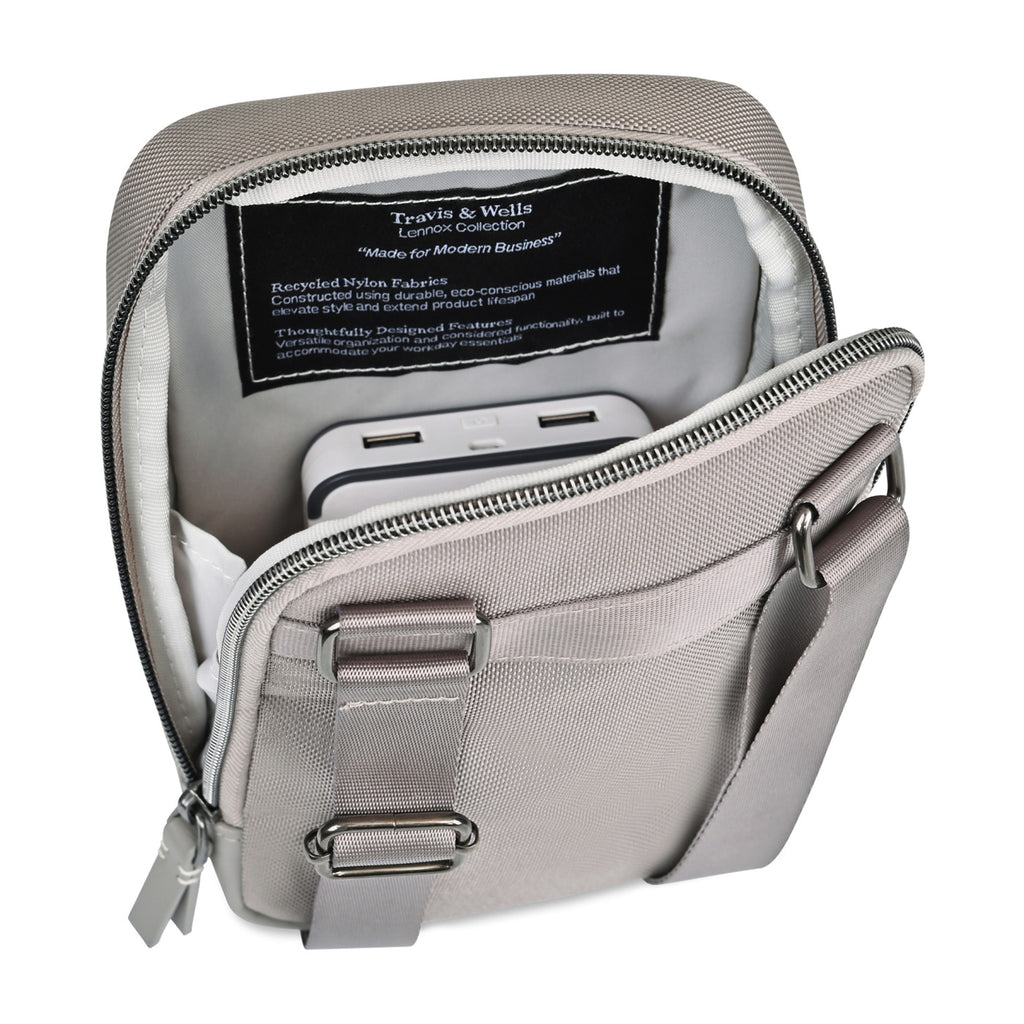 Lennox Recycled Nylon Crossbody Bag - Taupe - View 4